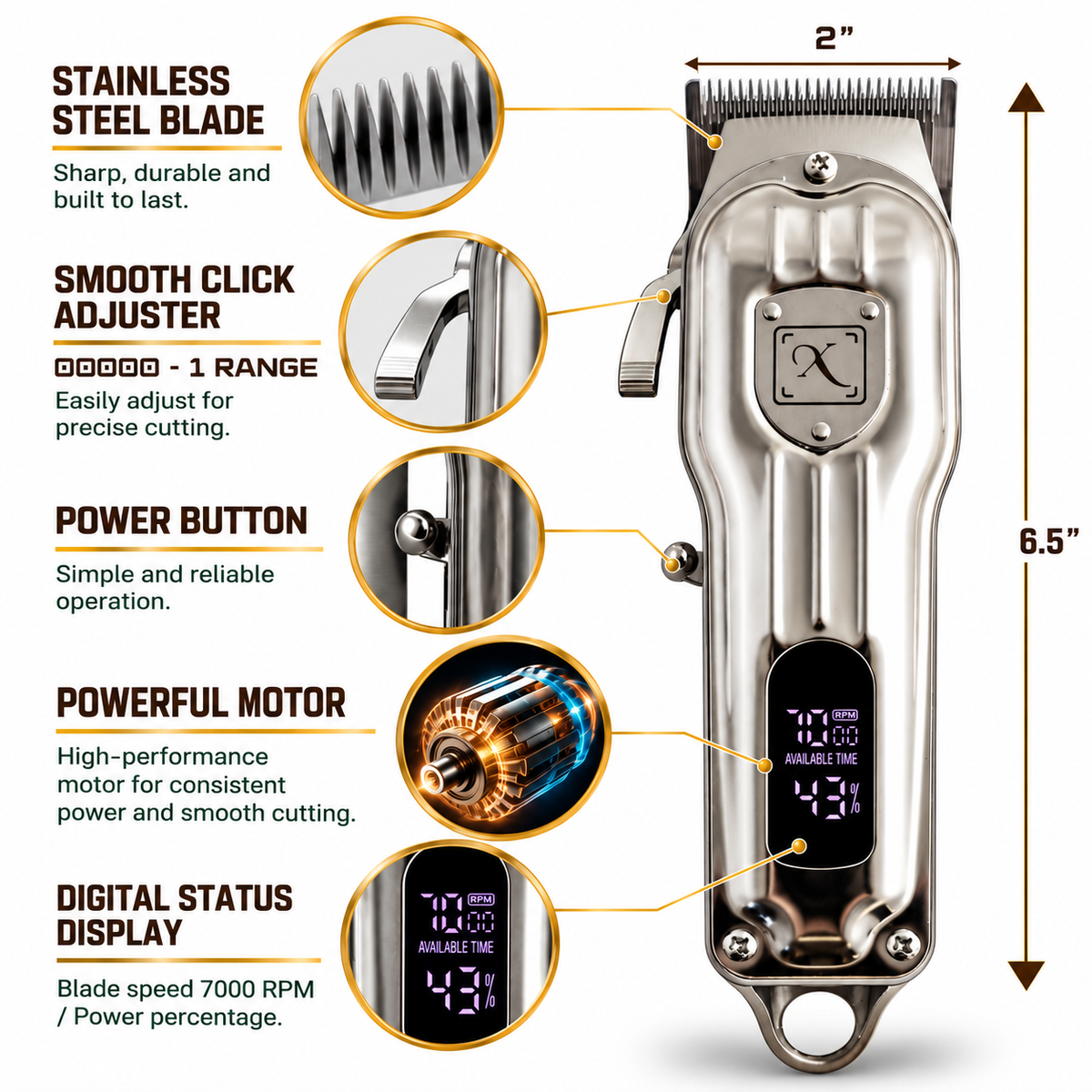 Full Metal Hair Clipper Home/Professional