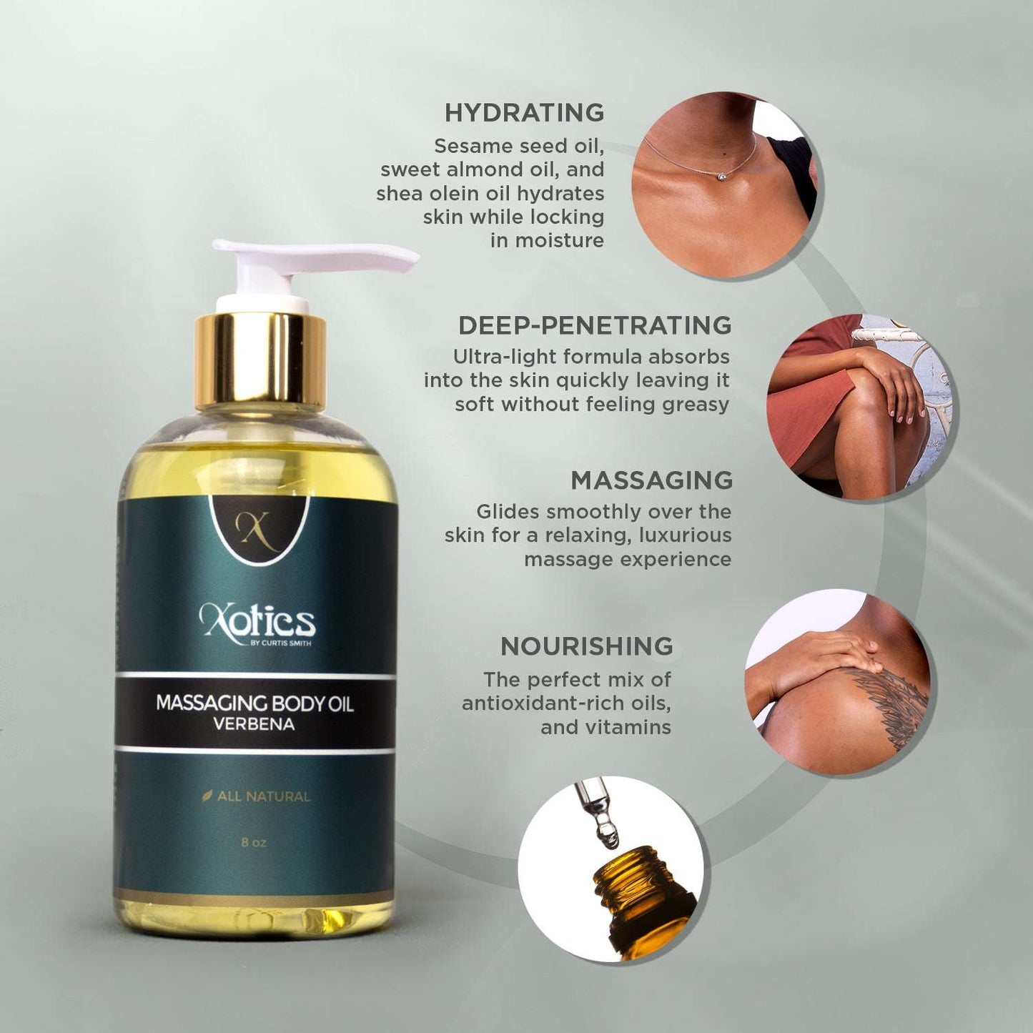Verbena Lightweight Body Oil – Moisturizing & Nourishing Hydrating Body Oil for Soft Skin