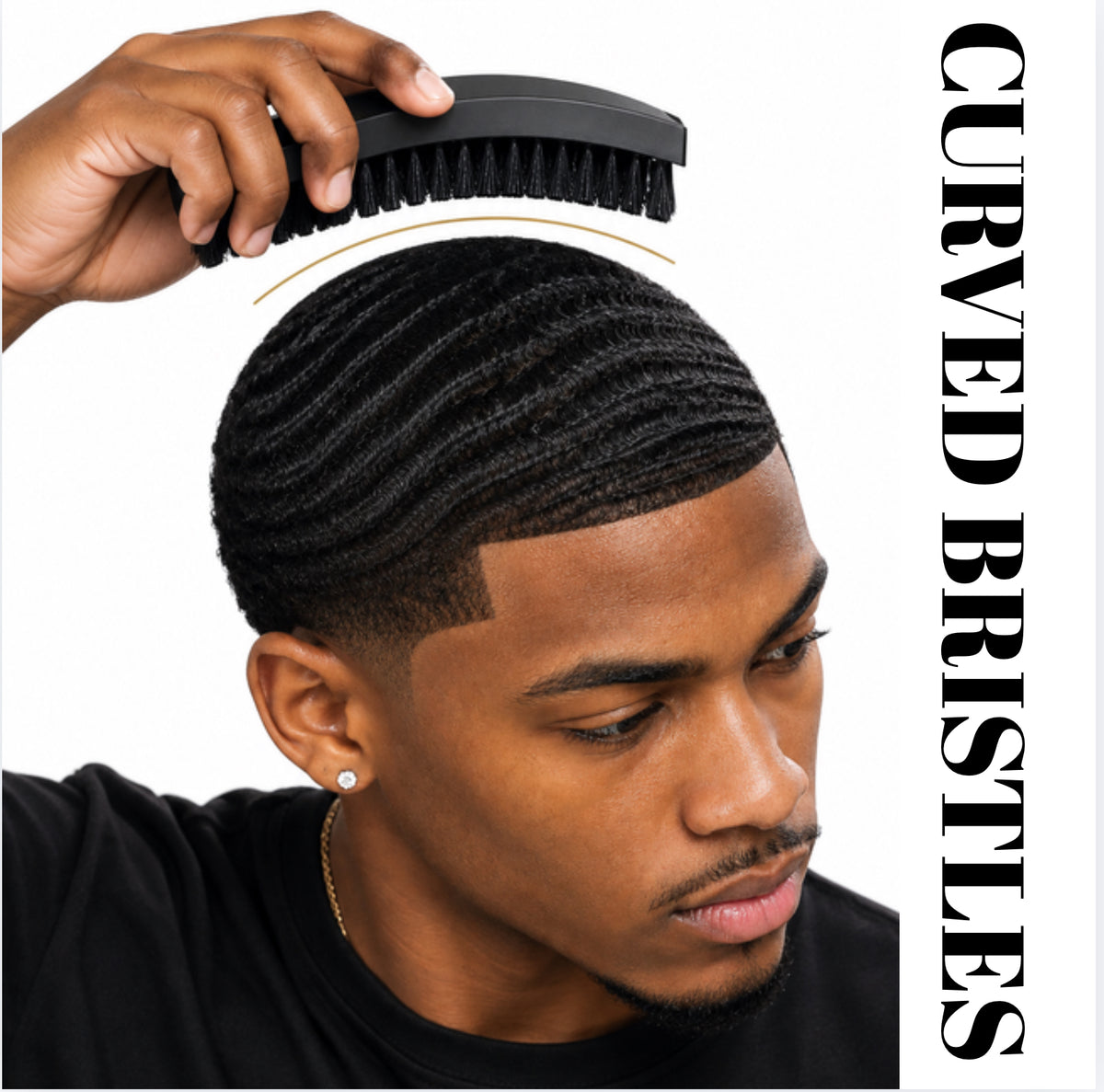 Curved Hair & Beard Brush – Premium Wooden wave Brush with Boar and Nylon multi textured Bristles for Detangling & Grooming